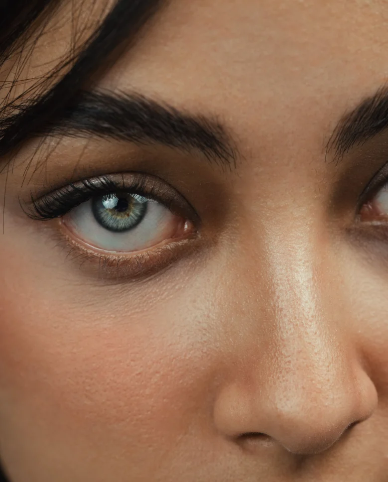 Close up of woman's eyes and eyebrows